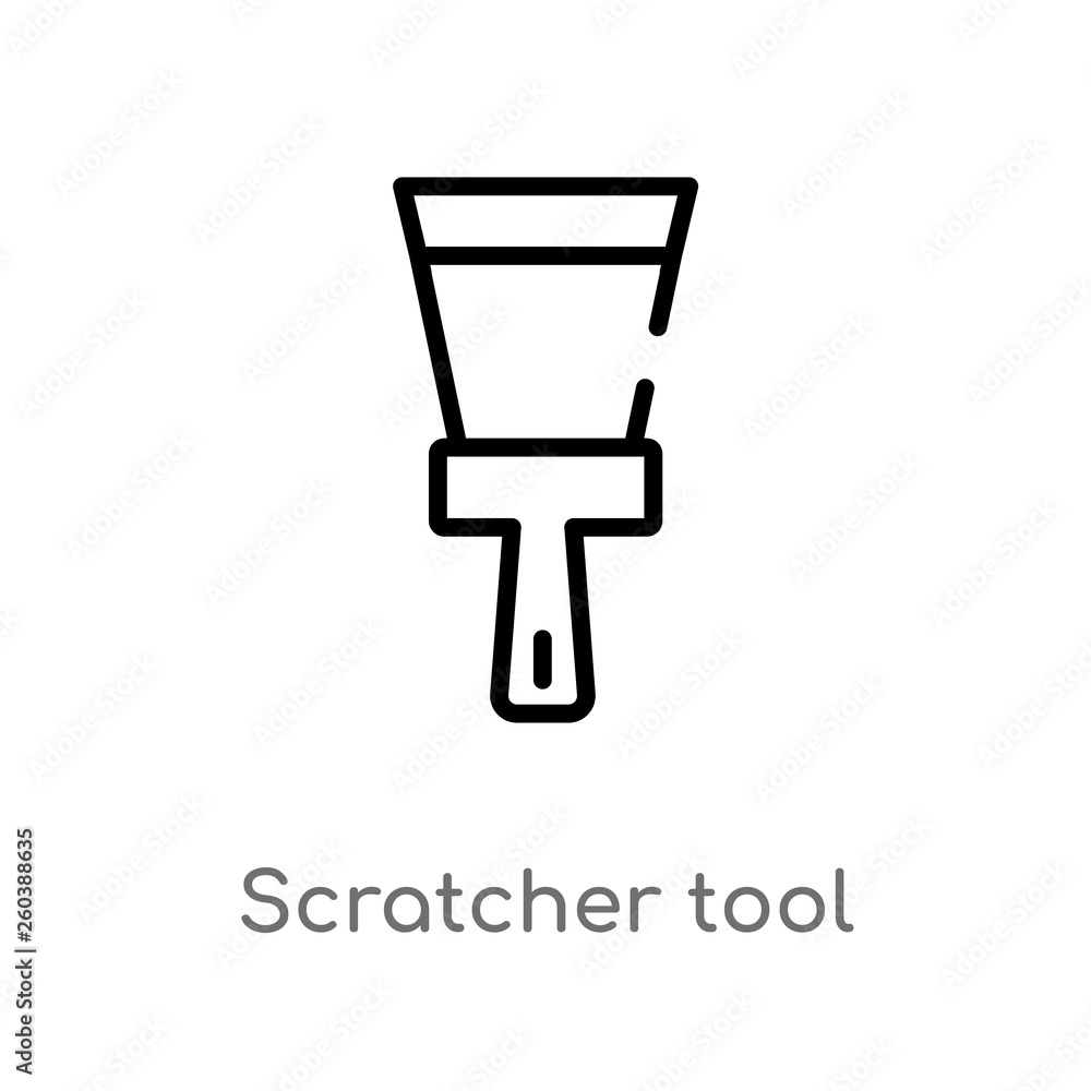 Poster outline scratcher tool vector icon. isolated black simple line element illustration from constructio