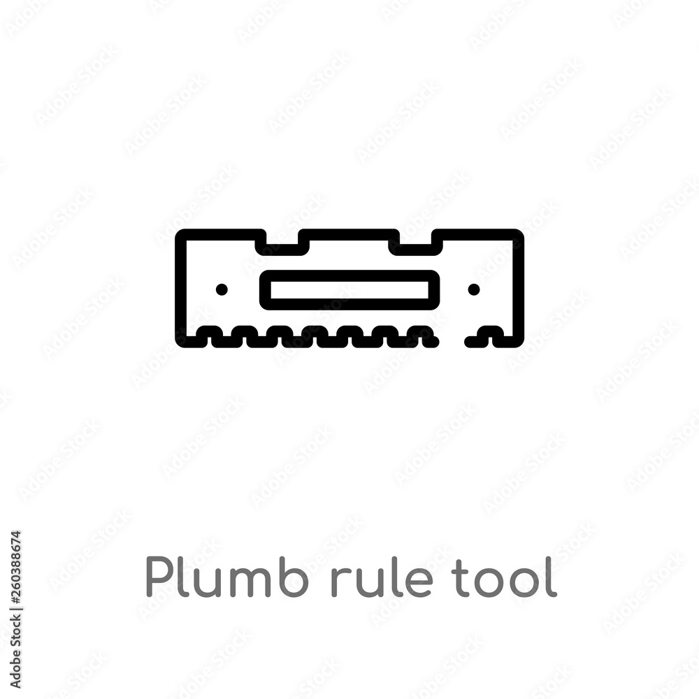 Poster outline plumb rule tool vector icon. isolated black simple line element illustration from constructi