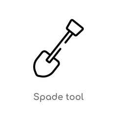 outline spade tool vector icon. isolated black simple line element illustration from construction concept. editable vector stroke spade tool icon on white background