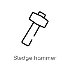 outline sledge hammer vector icon. isolated black simple line element illustration from construction concept. editable vector stroke sledge hammer icon on white background