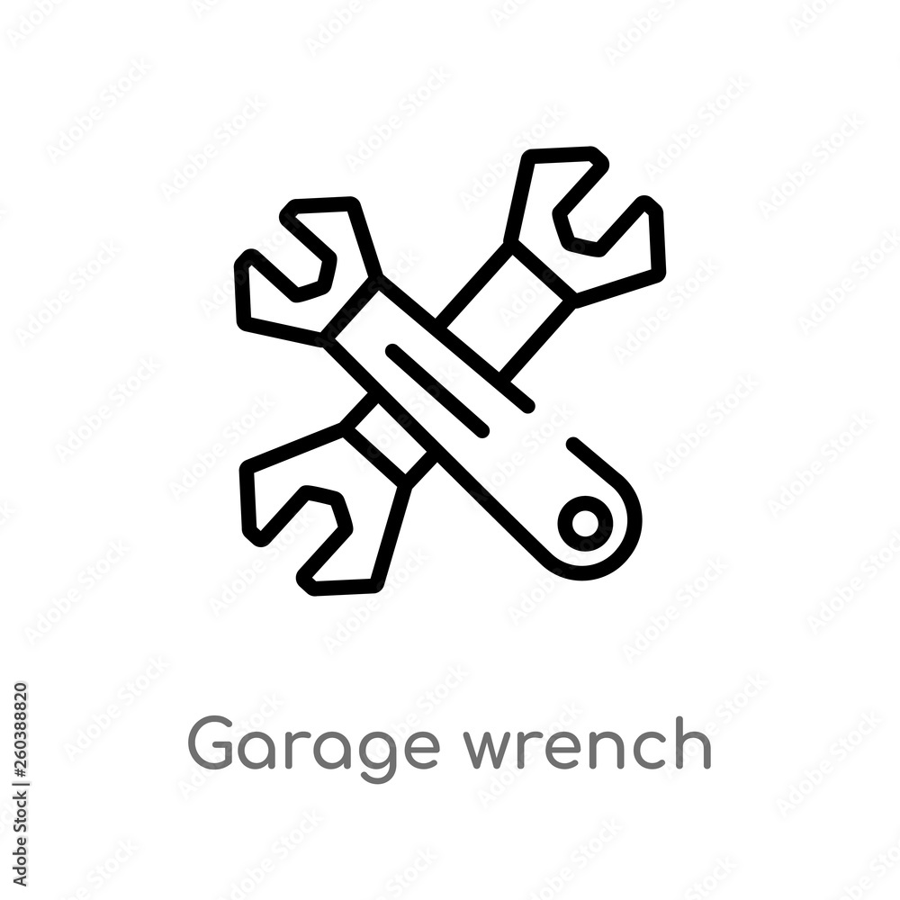 Poster outline garage wrench vector icon. isolated black simple line element illustration from tools concep