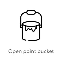 outline open paint bucket vector icon. isolated black simple line element illustration from tools concept. editable vector stroke open paint bucket icon on white background