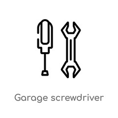 outline garage screwdriver vector icon. isolated black simple line element illustration from tools concept. editable vector stroke garage screwdriver icon on white background