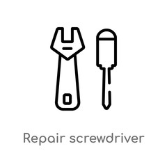 outline repair screwdriver vector icon. isolated black simple line element illustration from tools concept. editable vector stroke repair screwdriver icon on white background