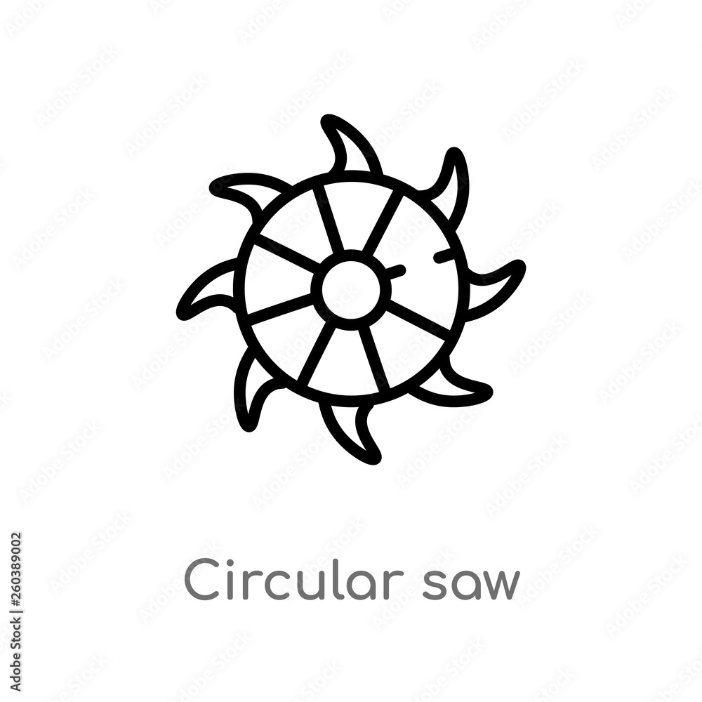 Poster outline circular saw vector icon. isolated black simple line element illustration from tools concept