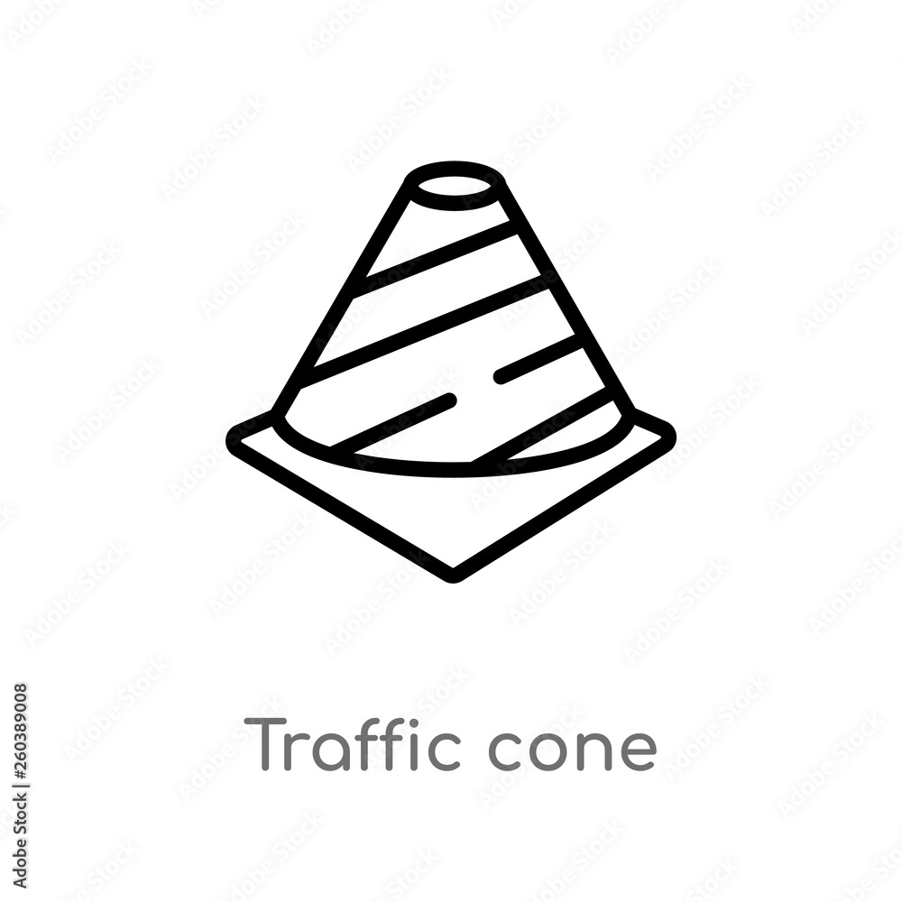 Poster outline traffic cone vector icon. isolated black simple line element illustration from tools concept