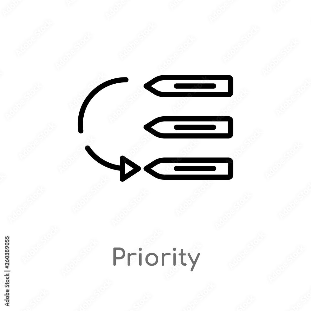 Poster outline priority vector icon. isolated black simple line element illustration from content concept. 