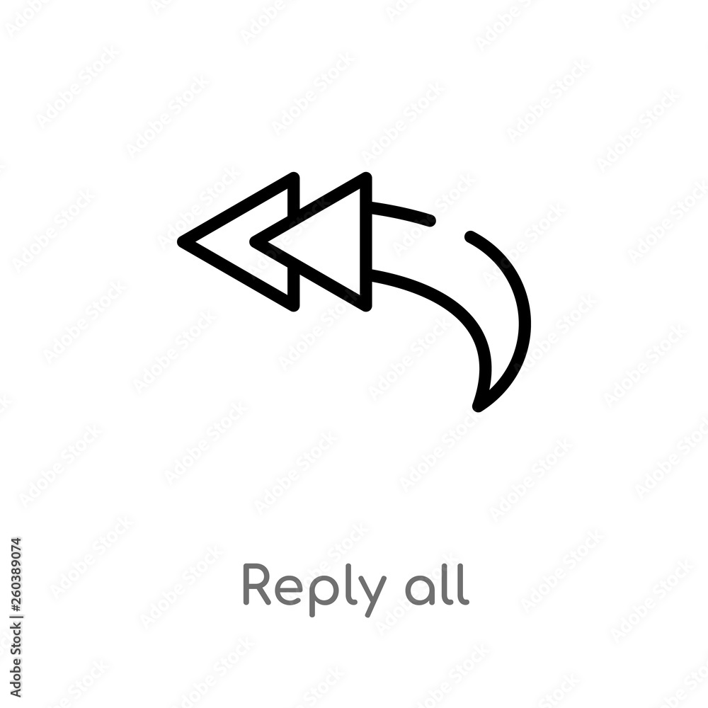 Poster outline reply all vector icon. isolated black simple line element illustration from content concept.