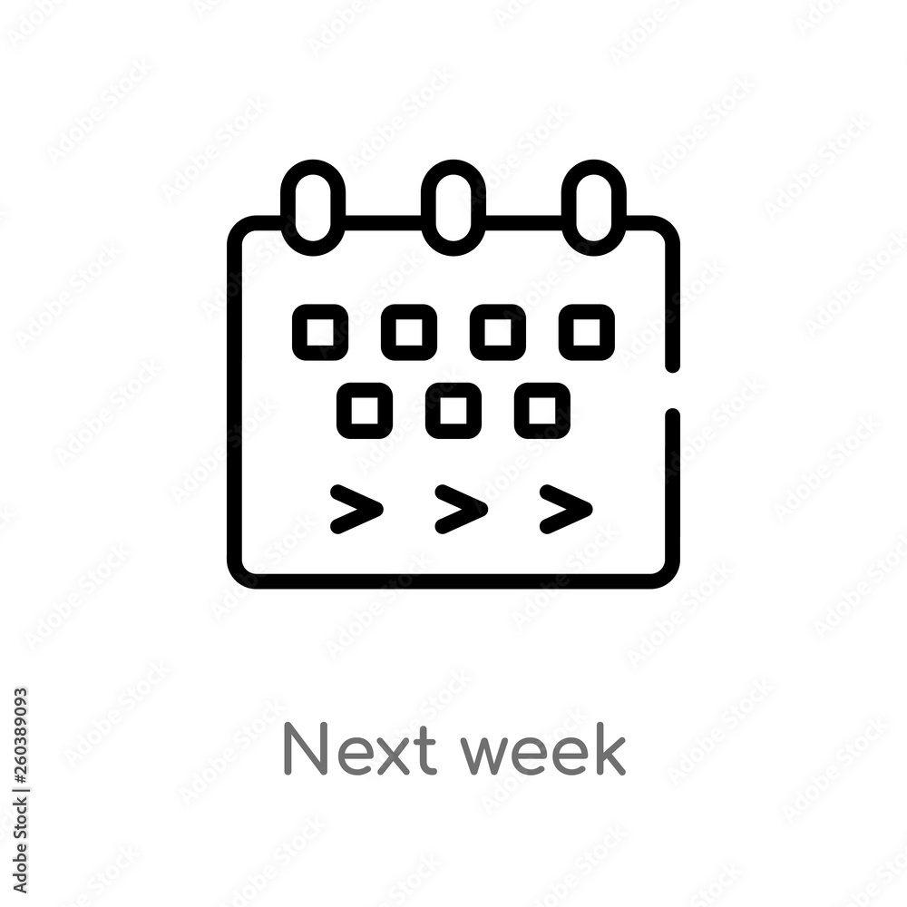 Poster outline next week vector icon. isolated black simple line element illustration from content concept.