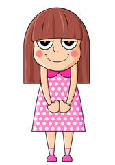 Cute cartoon girl with admiring emotions. Vector illustration.
