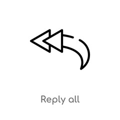 outline reply all vector icon. isolated black simple line element illustration from content concept. editable vector stroke reply all icon on white background