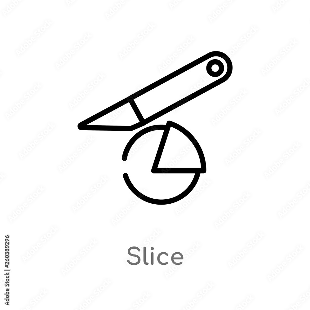 Poster outline slice vector icon. isolated black simple line element illustration from creative pocess conc