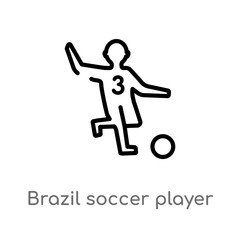 outline brazil soccer player vector icon. isolated black simple line element illustration from culture concept. editable vector stroke brazil soccer player icon on white background
