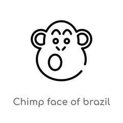 outline chimp face of brazil vector icon. isolated black simple line element illustration from culture concept. editable vector stroke chimp face of brazil icon on white background