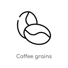 outline coffee grains vector icon. isolated black simple line element illustration from culture concept. editable vector stroke coffee grains icon on white background