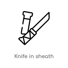 outline knife in sheath vector icon. isolated black simple line element illustration from culture concept. editable vector stroke knife in sheath icon on white background