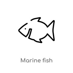 outline marine fish vector icon. isolated black simple line element illustration from culture concept. editable vector stroke marine fish icon on white background