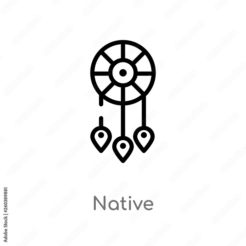 Poster outline native vector icon. isolated black simple line element illustration from cultures concept. e