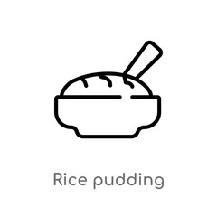 outline rice pudding vector icon. isolated black simple line element illustration from culture concept. editable vector stroke rice pudding icon on white background