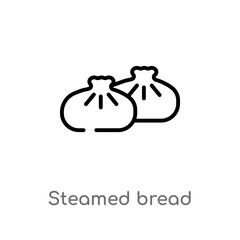 outline steamed bread vector icon. isolated black simple line element illustration from culture concept. editable vector stroke steamed bread icon on white background