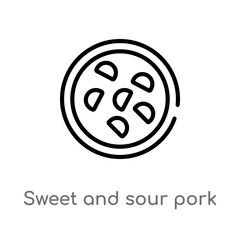 outline sweet and sour pork vector icon. isolated black simple line element illustration from culture concept. editable vector stroke sweet and sour pork icon on white background