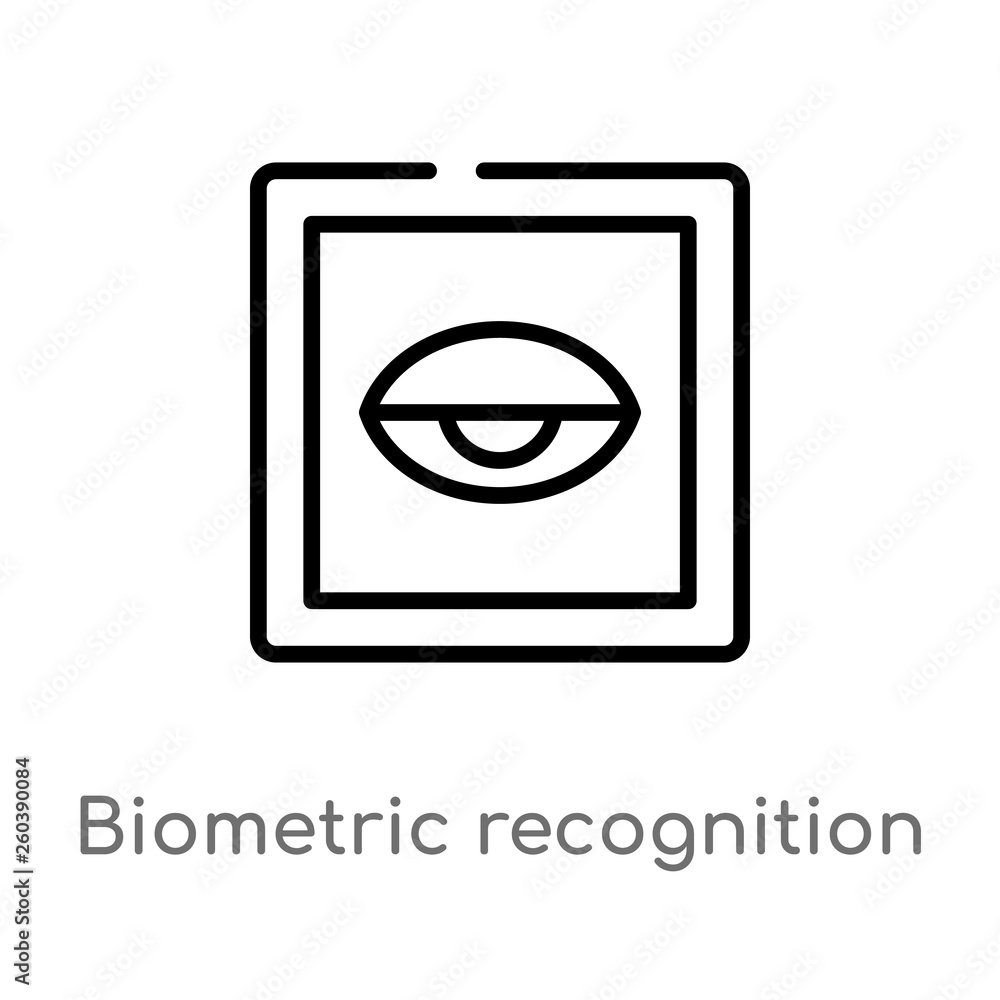 Poster outline biometric recognition vector icon. isolated black simple line element illustration from cybe