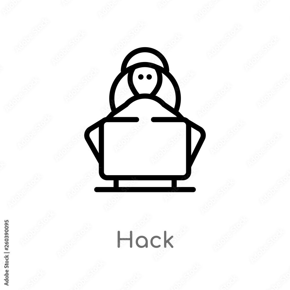 Poster outline hack vector icon. isolated black simple line element illustration from cyber concept. editab