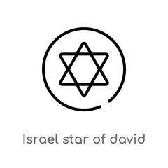 outline israel star of david vector icon. isolated black simple line element illustration from cultures concept. editable vector stroke israel star of david icon on white background