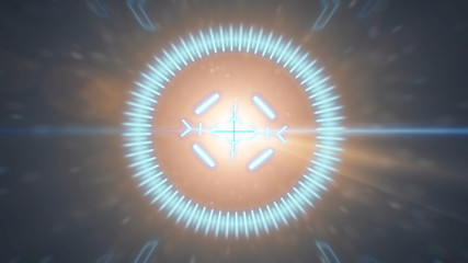Futuristic HUD sight on an abstract background with highlights.