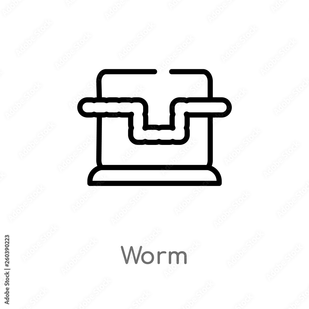 Poster outline worm vector icon. isolated black simple line element illustration from cyber concept. editab