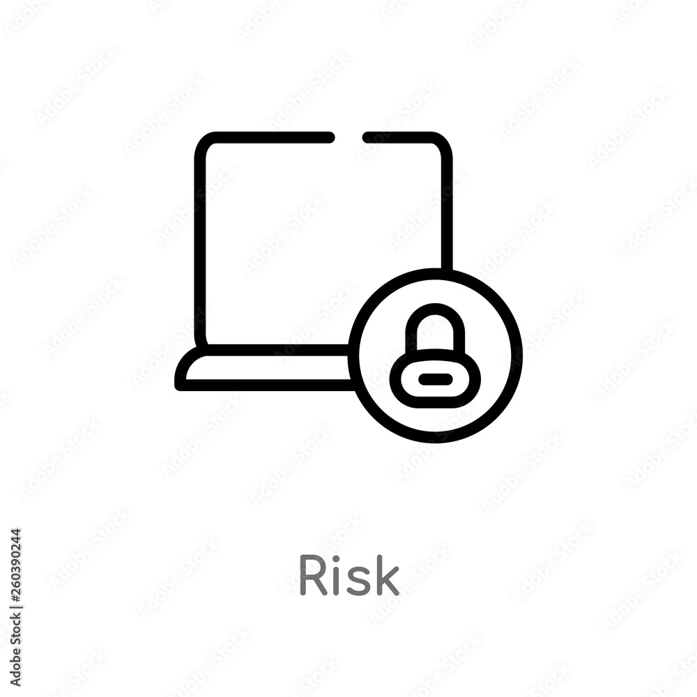 Poster outline risk vector icon. isolated black simple line element illustration from cyber concept. editab