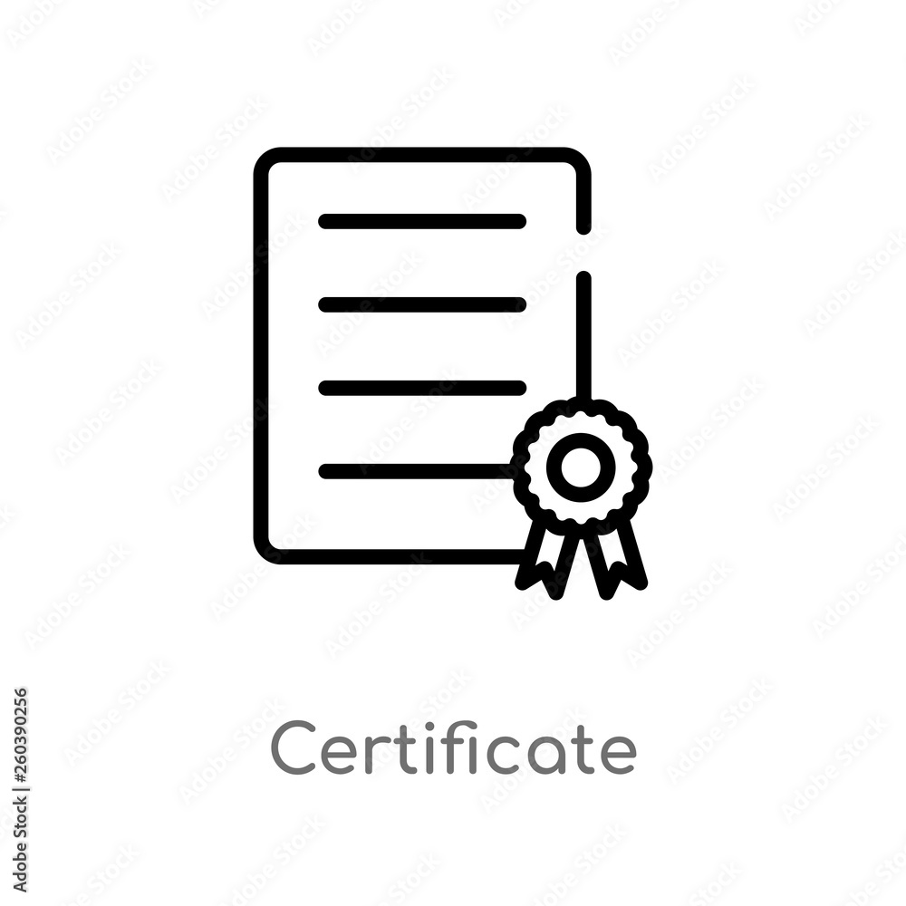 Poster outline certificate vector icon. isolated black simple line element illustration from delivery and l