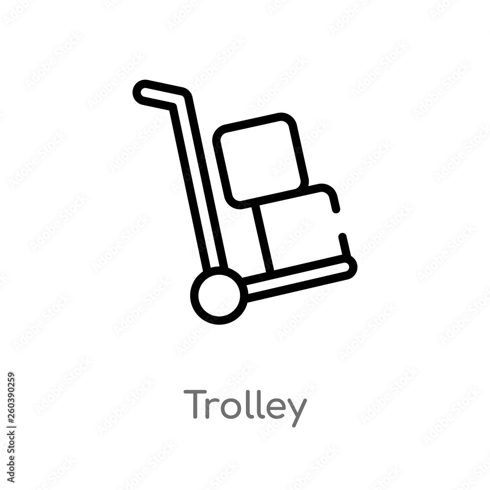 Poster outline trolley vector icon. isolated black simple line element illustration from delivery and logis