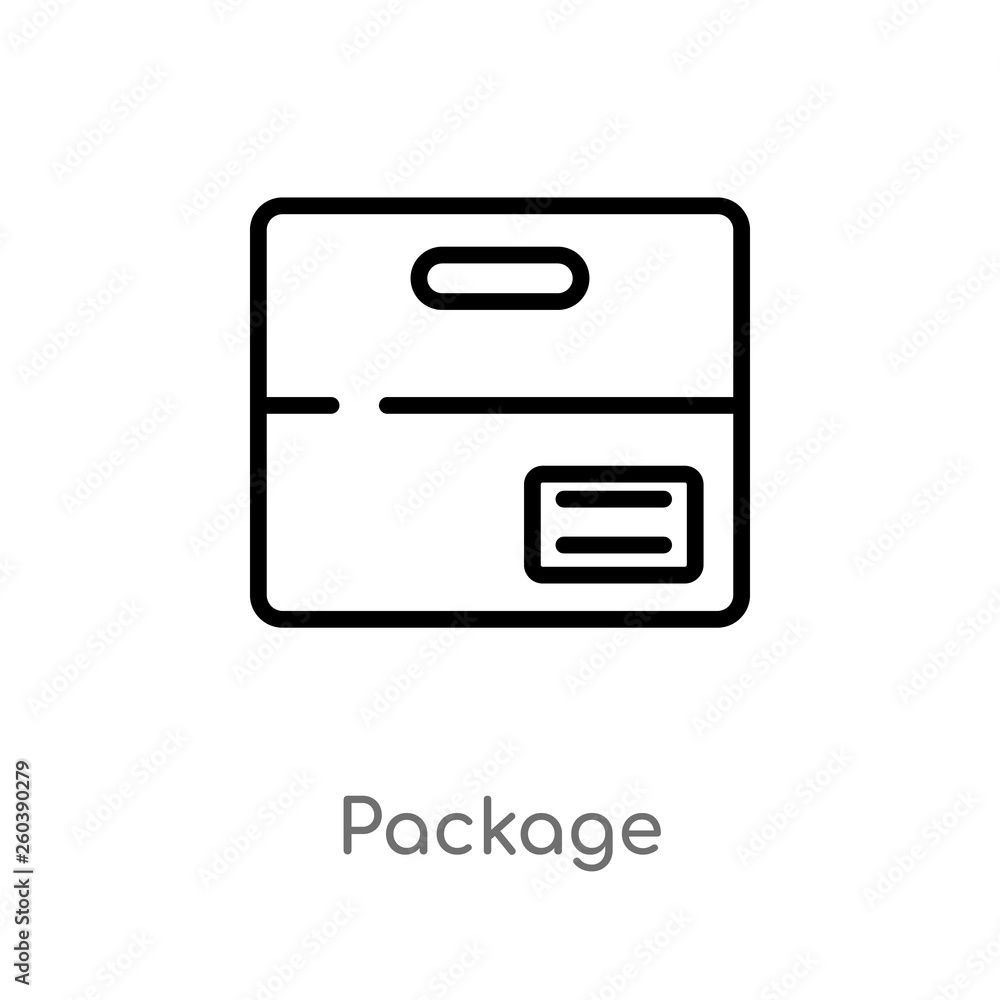 Poster outline package vector icon. isolated black simple line element illustration from delivery and logis