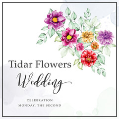 beautiful watercolor floral wreath wedding card