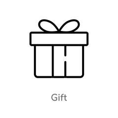 outline gift vector icon. isolated black simple line element illustration from delivery and logistic concept. editable vector stroke gift icon on white background