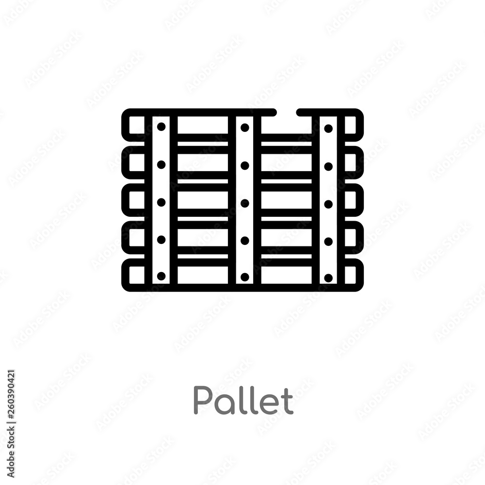 Poster outline pallet vector icon. isolated black simple line element illustration from delivery and logist