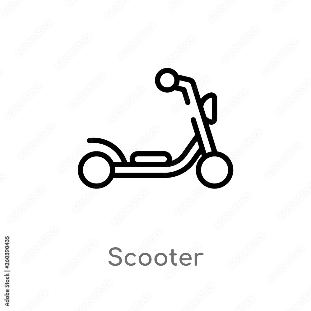 Poster outline scooter vector icon. isolated black simple line element illustration from delivery and logis
