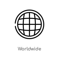 outline worldwide vector icon. isolated black simple line element illustration from delivery and logistic concept. editable vector stroke worldwide icon on white background