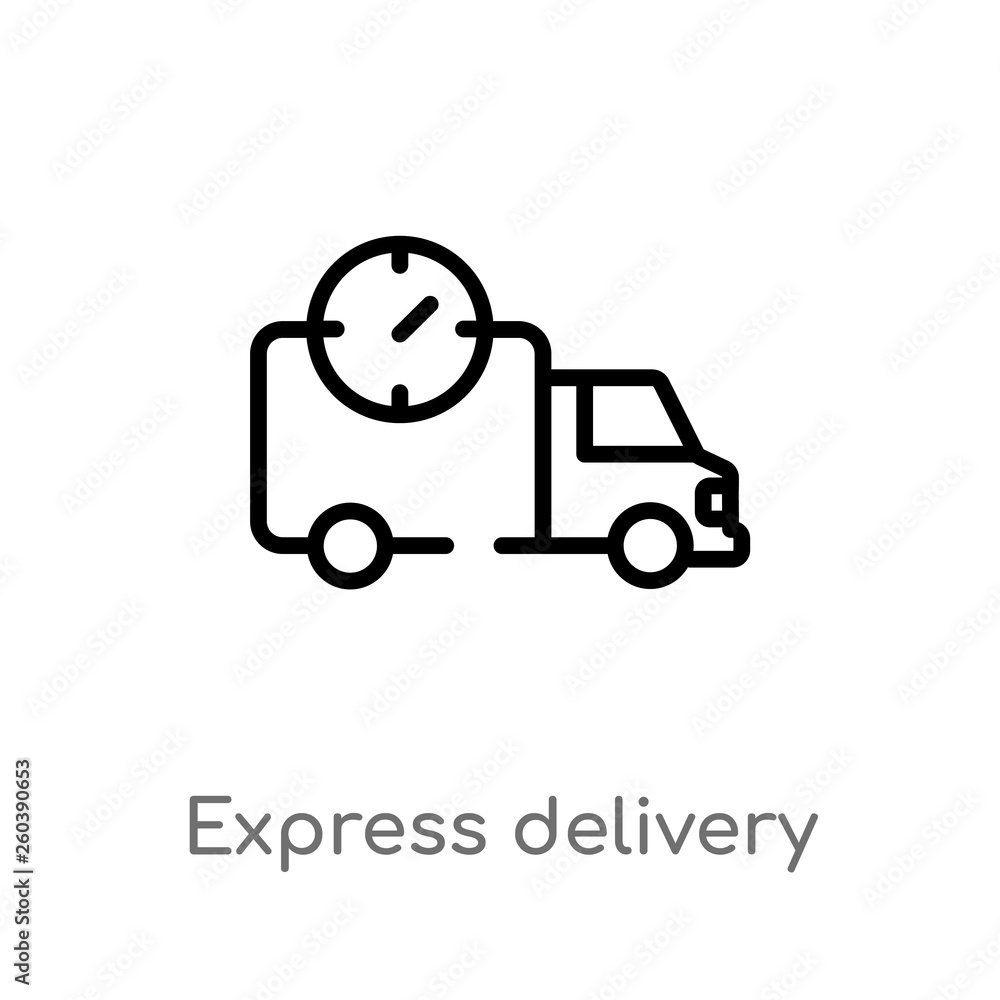 Poster outline express delivery vector icon. isolated black simple line element illustration from delivery 