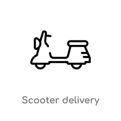 outline scooter delivery vector icon. isolated black simple line element illustration from delivery and logistics concept. editable vector stroke scooter delivery icon on white background