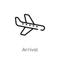 outline arrival vector icon. isolated black simple line element illustration from delivery and logistics concept. editable vector stroke arrival icon on white background