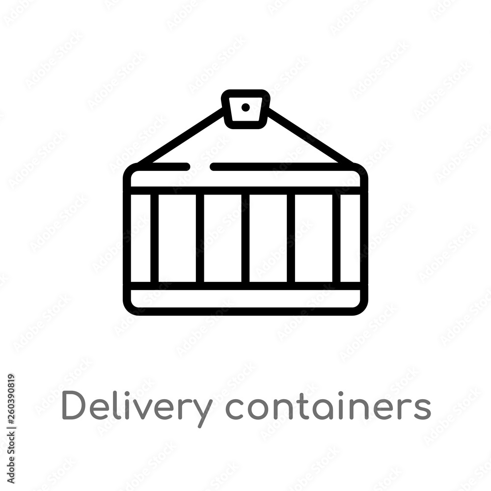 Poster outline delivery containers vector icon. isolated black simple line element illustration from delive