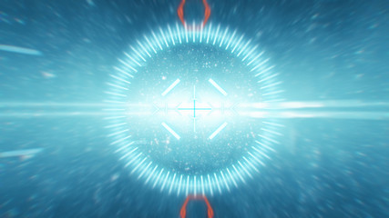 Futuristic HUD sight on an abstract background with highlights.