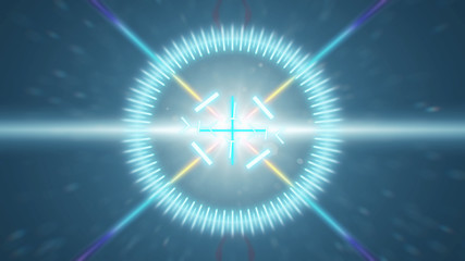 Futuristic HUD sight on an abstract background with highlights.