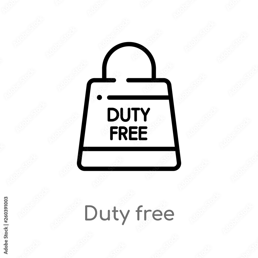 Poster outline duty free vector icon. isolated black simple line element illustration from delivery and log