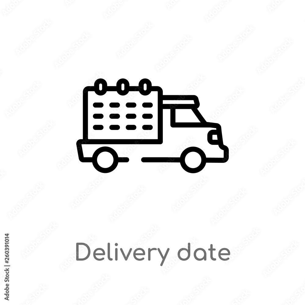 Aufkleber outline delivery date vector icon. isolated black simple line element illustration from delivery and