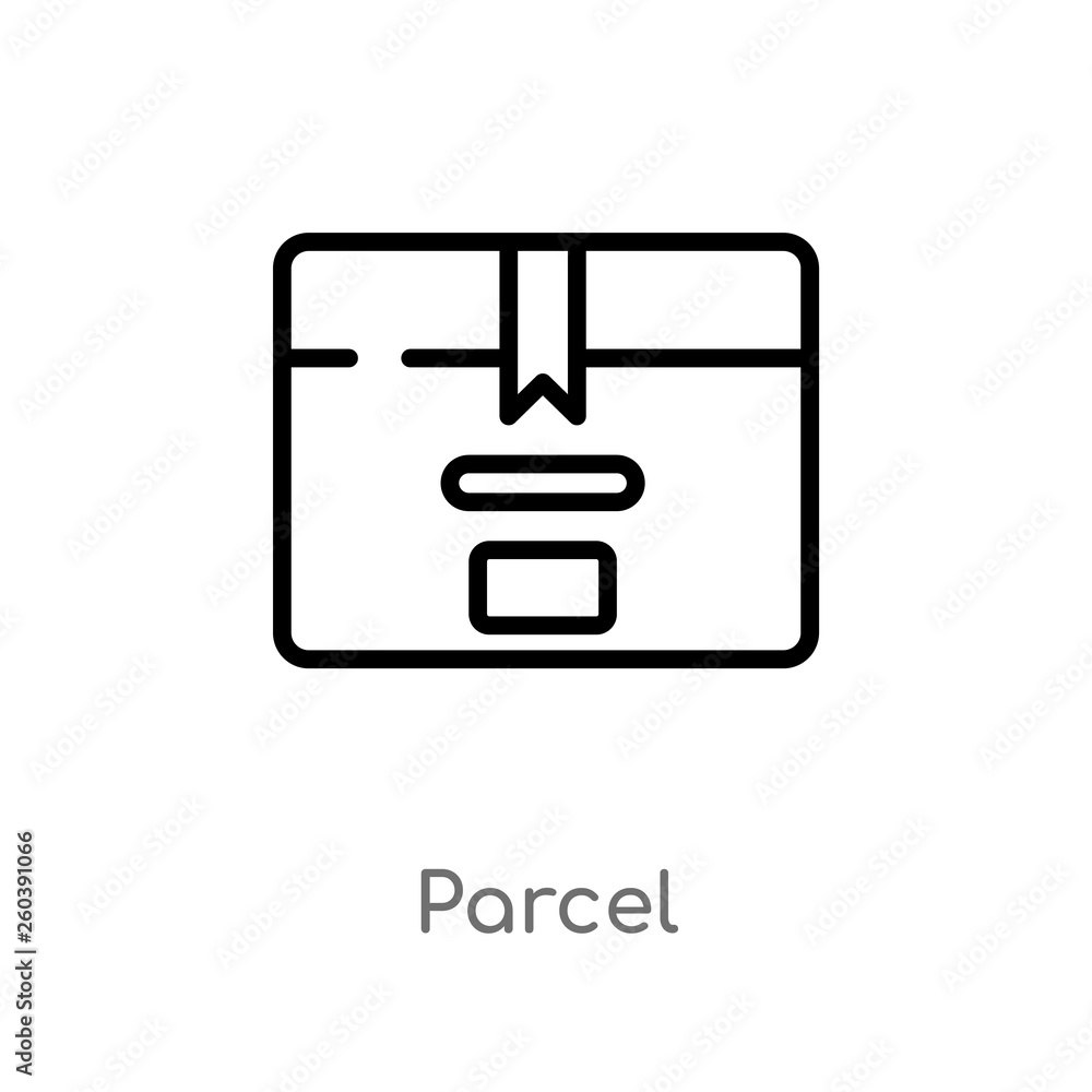Poster outline parcel vector icon. isolated black simple line element illustration from delivery and logist