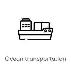 outline ocean transportation vector icon. isolated black simple line element illustration from delivery and logistics concept. editable vector stroke ocean transportation icon on white background