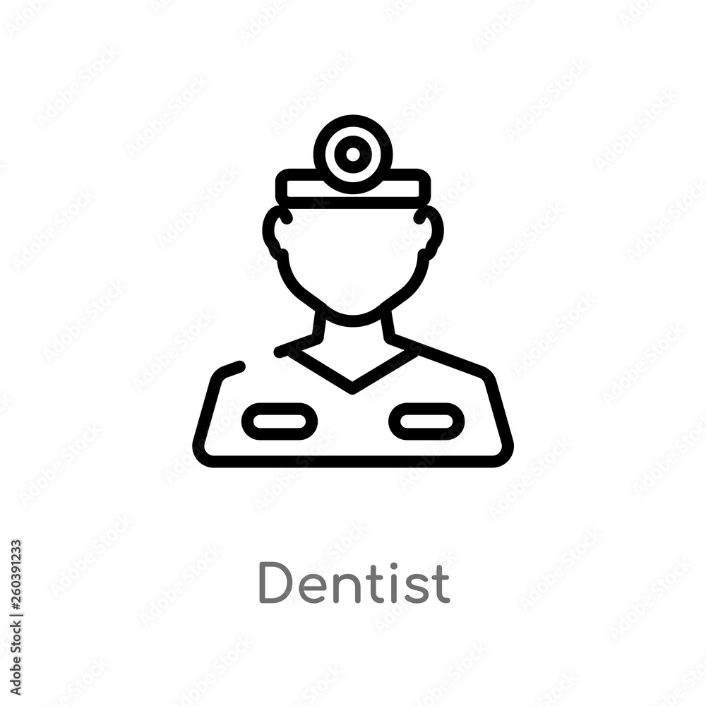 Poster outline dentist vector icon. isolated black simple line element illustration from concept. editable 